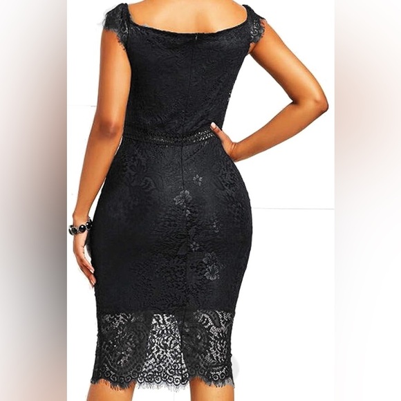 Allandwell Women’s V-Neck Dress,Color-Navy blue, Size-Medium - Picture 2 of 2